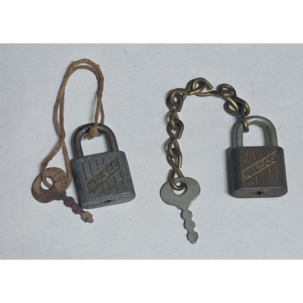 Vintage WALSCO Mini Padlocks With Keys Lot of 2 Made in USA Small Locks